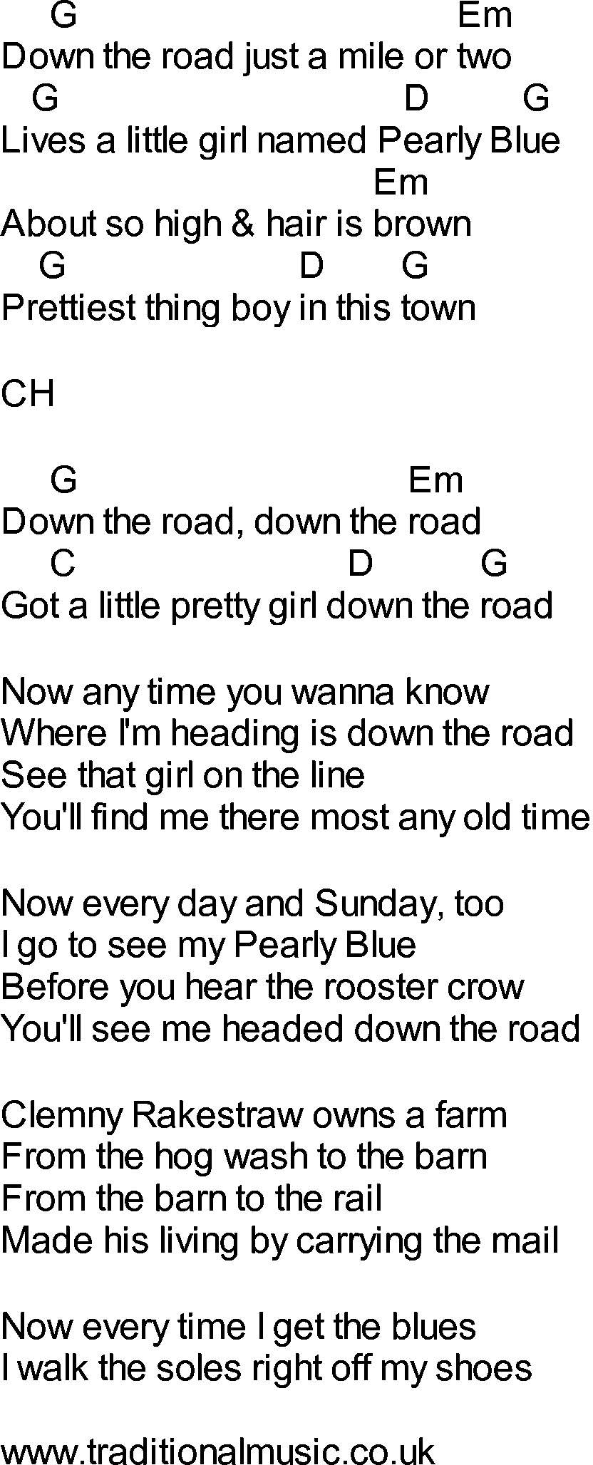 Bluegrass songs with chords - Down The Road